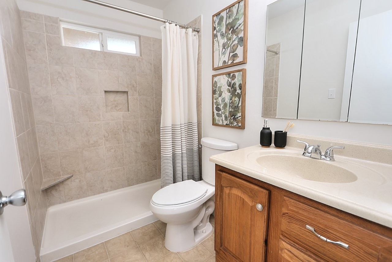 Updated bathroom staging
